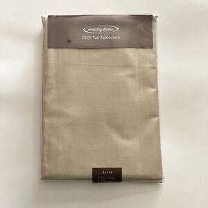 60x102" Holiday Home Big Oblong Rectangle Brown Tan Tablecloth 8-10 Seating